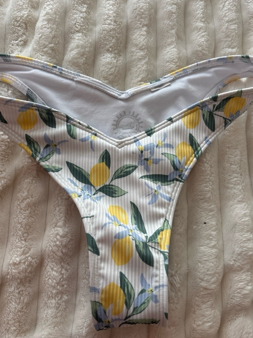 Hollister White Bikini Bottom with Yellow Lemon Print
